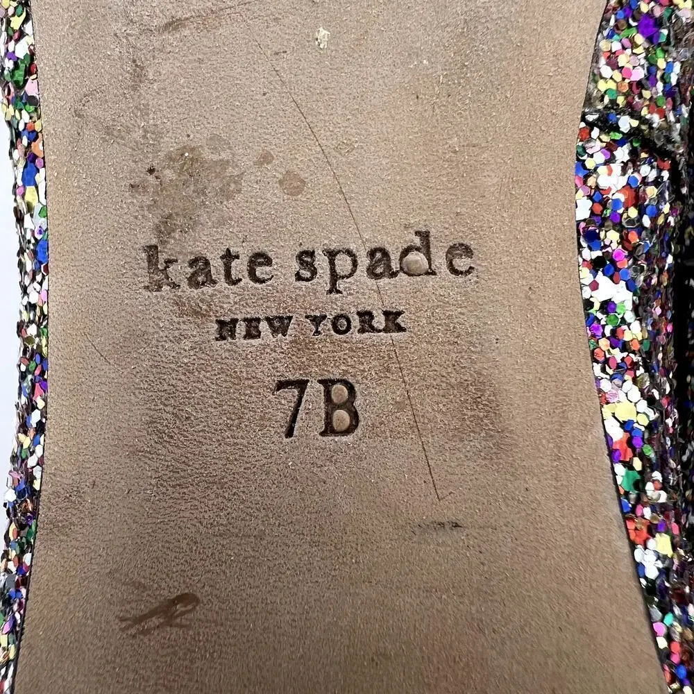 Kate Spade Honey Multicolored Glitter Ballet Flats 7 Slip On Bow